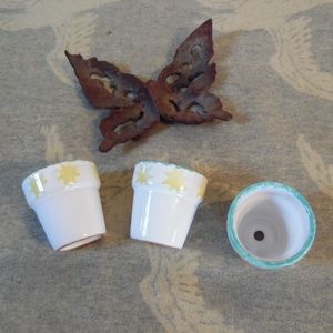 Set of 3 Sun/Star Painted Mini Flower Pots